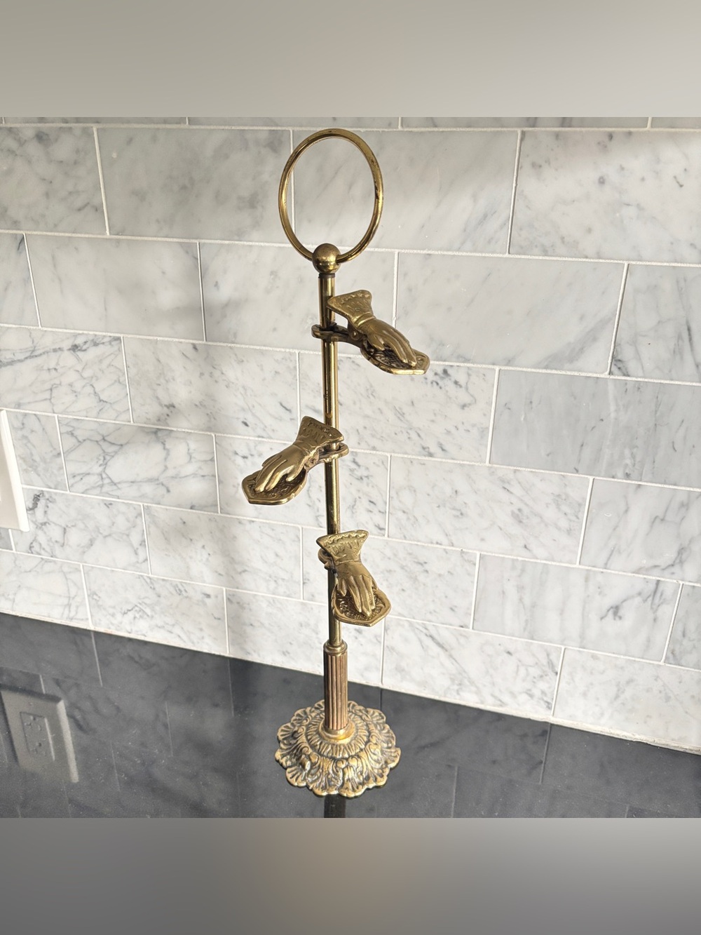 Vintage Brass Victorian Style 3 Tier Brass Hand Clip Stand